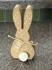 Wooden Easter Bunny Polka Dot Cutout Bunny Block SIGN Spring Tier Tray  HOP  6  
