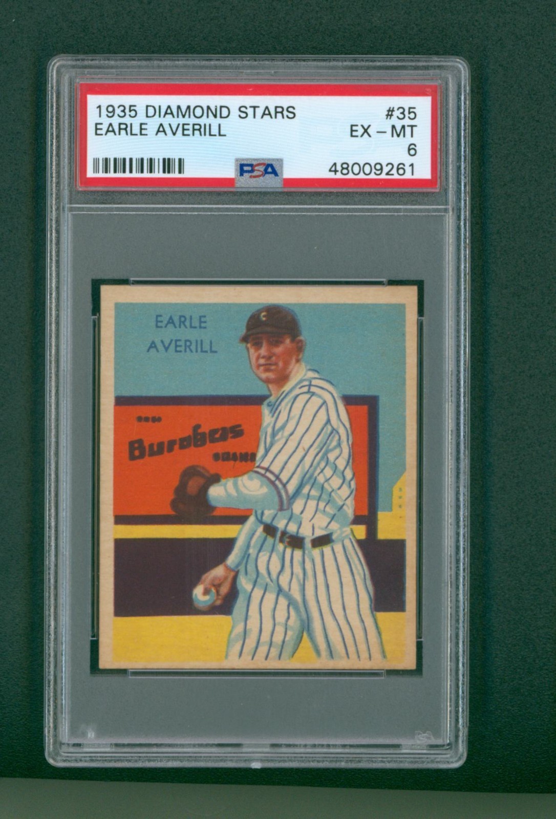 Earle Averill #35 Baseball Cards 1935 Diamond Stars trading card — raw and PSA graded price guide