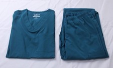 Tafford Women's Active Stretch Pocket Scrub Set EJ3 Caribbean Blue Size XS NWT