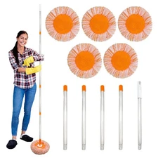 360 Rotatable Adjustable Wall Mop with 5 Heads 78 Inch Cleaner for Floor Ceiling