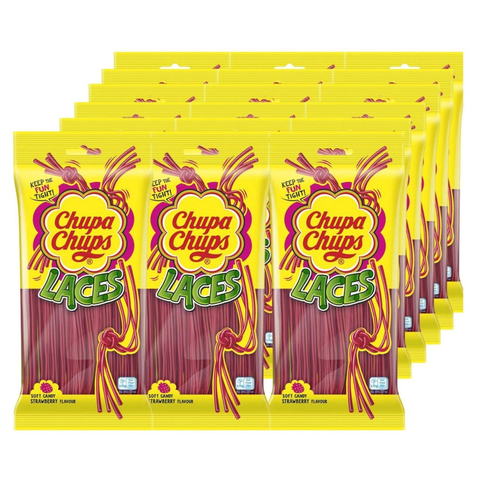 18x Chupa Chups Strawberry Gummy Laces 90g
