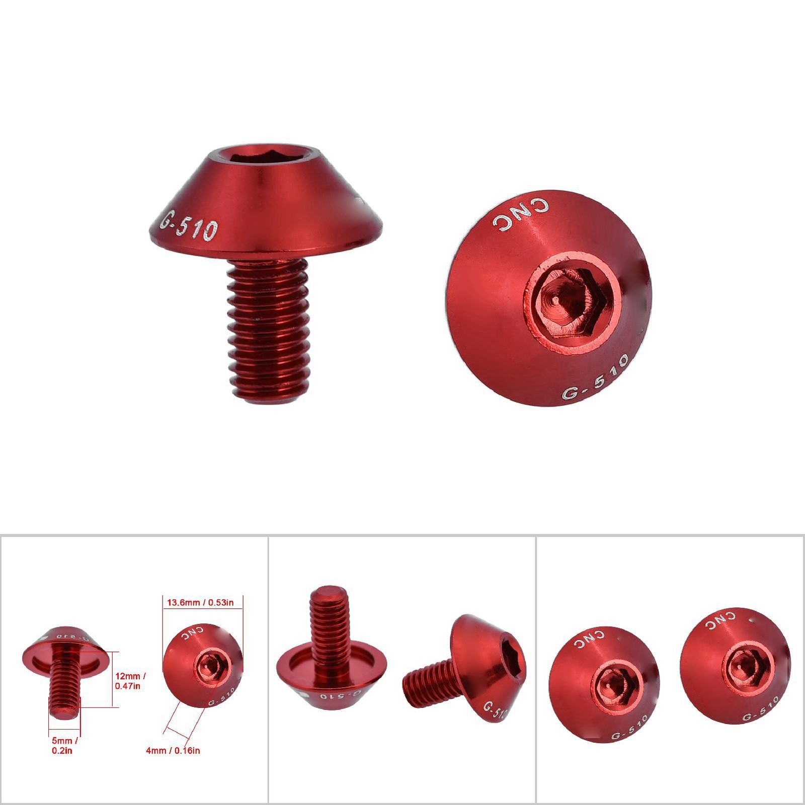 (Red)GUB G-510 2Pcs M5 * 12mm Bike Bicycle Water Bottle Cage Holder Bracket BA