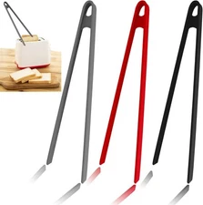 Sunenlyst 3PCS Silicone Toast Tongs, Long 3pcs, BLACK, GREY ,RED 