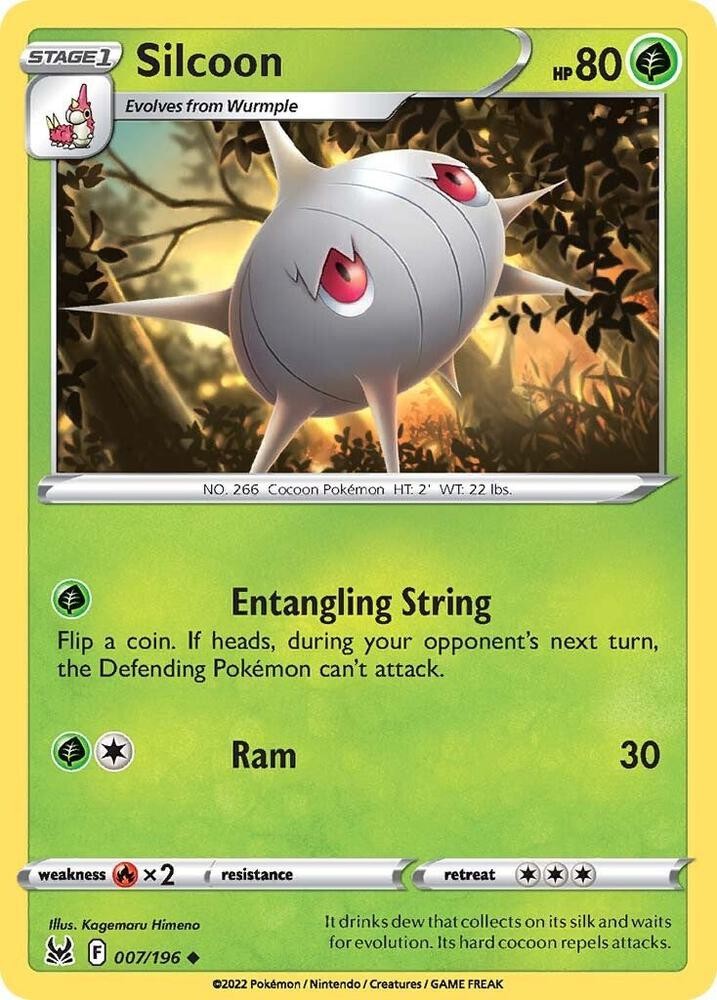 Silcoon 7/196 Uncommon Lost Origin Pokemon NM/LP