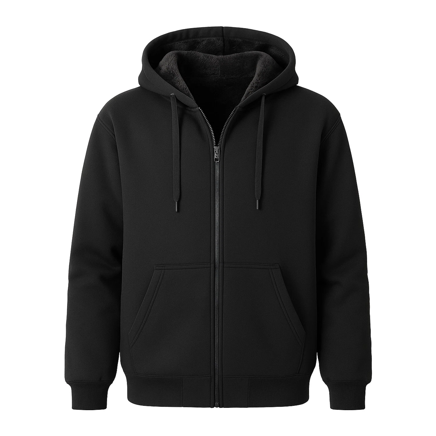Men's Zip Up Hoodie - Warm Lined Fleece Hooded Jacket with Pockets, Full Zip