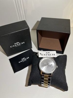 COACH シルバー アナログ時計 Coach Silver & Gold Metal Analog Wristwatch with Box and Manual | eBay