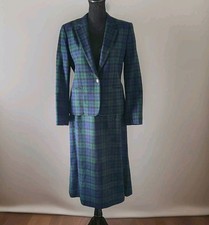 Vintage 80s PENDLETON 100 Virgin Wool Suit Blazer Skirt Set Plaid Size 14
