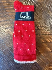 B.ELLA Women's Red Polka Dot Wool-Blend Kitty Socks