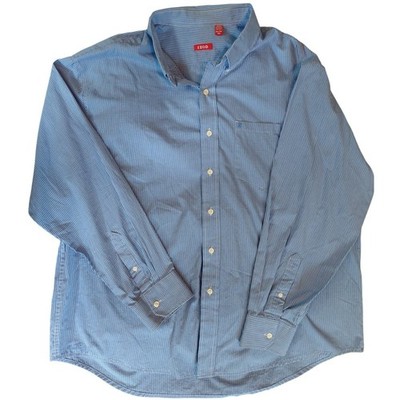 IZOD Mens XXL Blue White Micro Check Button Down Shirt Long Slv XXL/TTG/XXG.A326