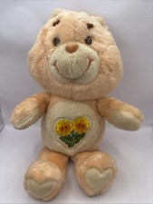 1983 Care Bears Friend Bear 13" Peach Plush Sunflowers Kenner Vintage