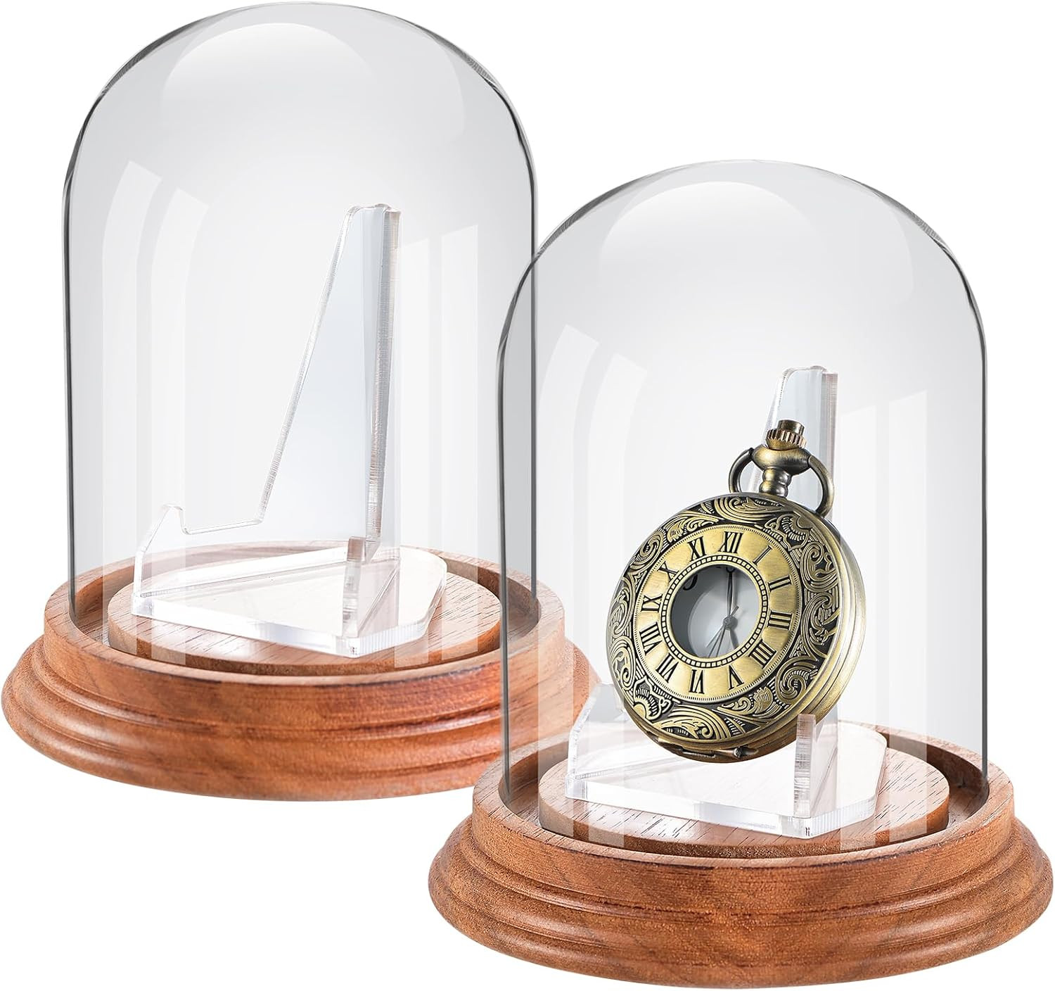2 Pcs Pocket Watch Display Case with Acrylic 3" X 4" Watch Ornament Glass Displa