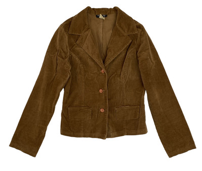 White Moon Jacket Womens XL Brown Blazer 3 Button Up Cotton Corduroy Casual