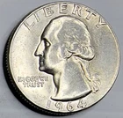 1964-D Washington Quarter - Almost Uncirculated (AU) condition - 90% Silver