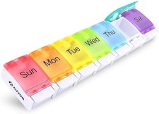 Weekly Pill Organizer Arthritis Friendly, BPA Free Travel 7 Day Pill Box Case