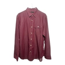Banana Republic Slim Fit Button Down Shirt Burgundy Micro Print Men  s M
