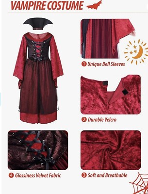 IKALI Damen Gothic Vampir Kostüm Größe S