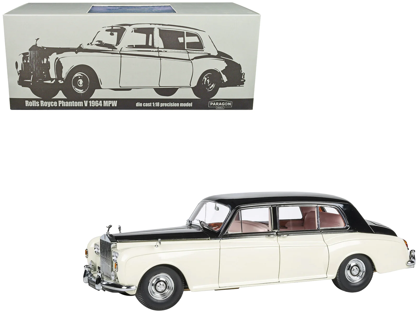 1965 Rolls Royce Phantom V Duotone Ivory White and 1/18 Diecast Model Car