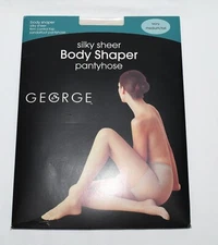 George Body Shaper Pantyhose Ivory Med/Tall Control Top Sandalfoot Silky Sheer