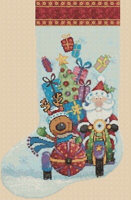 Santas Christmas Delivery FlowerPower37-UK Cross stitch chart Stocking