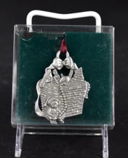 NEW VTG Longaberger 1995 Tie-on Ornament Cranberry Basket PEWTER Teddy Bear