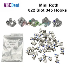 Dental Metal Orthodontic Brackets Braces In Bulk Mini Roth 022 Slot Hooks 345
