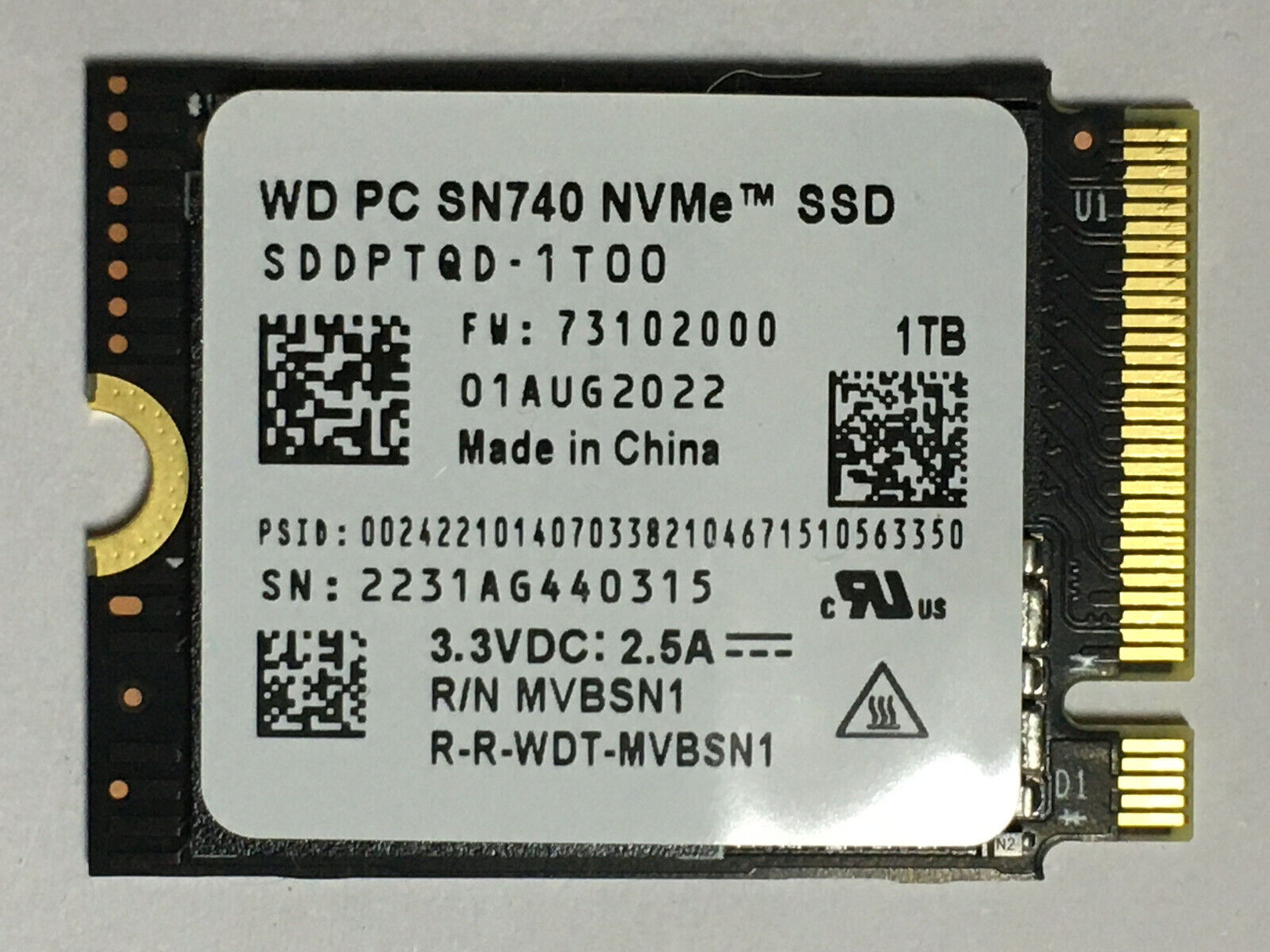 WD PC SN740 1TB M.2 2230 SSD NVMe PCIe4x4 For Steam Deck ASUS ROG