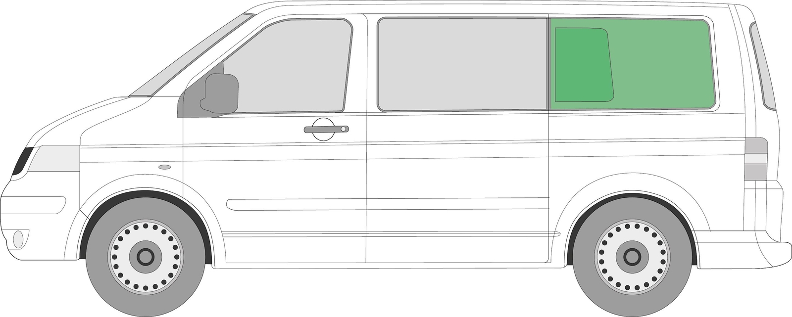 VW T6 Transporter JK Rear Side Sliding Window Privacy Tint Nearside/Left SWB