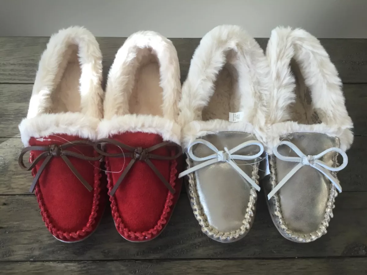 J.Crew Factory Women s NWT Faux Shearling Moccasin Slippers Size 8