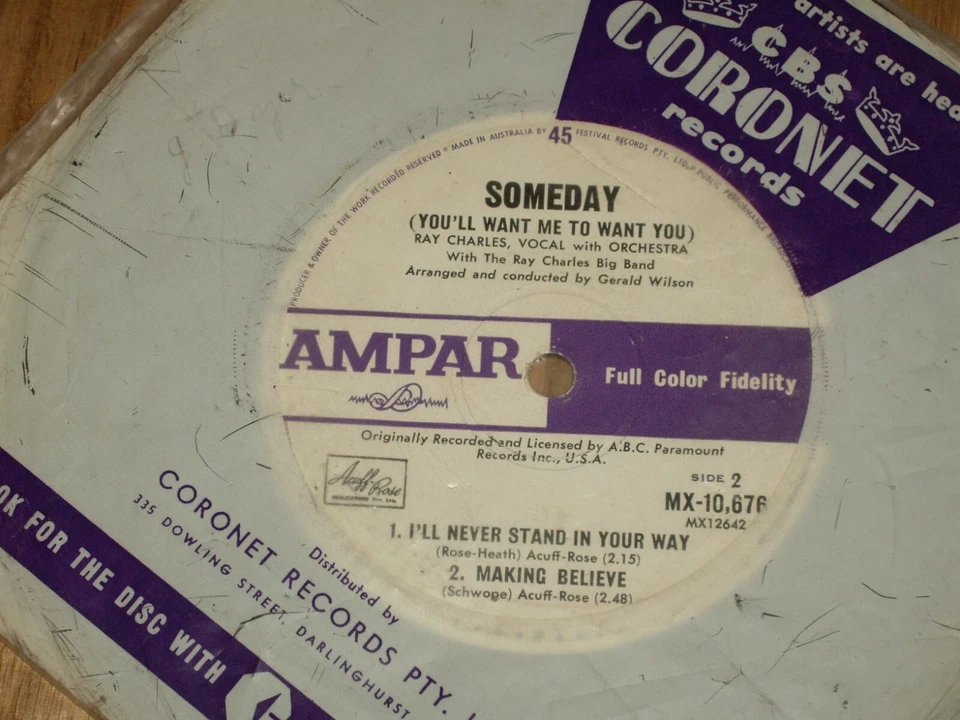 RAY CHARLES *OZ  7" EP ' SOMEDAY ' 1962 VGC+ - Image 2 of 2