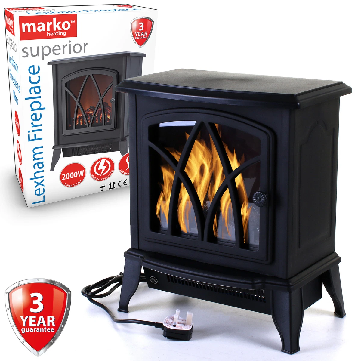 Electric Fireplace 2KW Fire Wood Flame Heater Stove Living Room Log Burner  2000W 5055493866300 | eBay