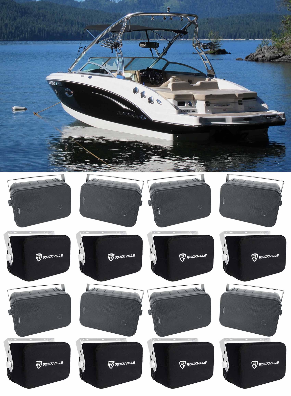 8 Морские поворотные колонки Rockville HP65S-8 65 Blackчехлы для лодок