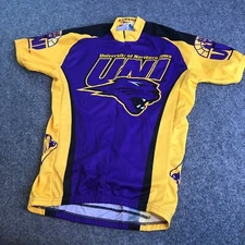 Northern Iowa Panthers Mens Small Purple Gold Cycling Jersey Water Pockets