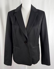 Cache Womens Blazer Black Lined Polyester Shoulder Pads Viscose Spandex Size 8