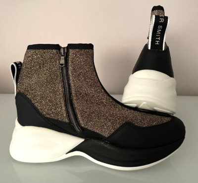 Alexander Smith High-Top Sneakers/Ankle Boots Golden made in Italy w/ zipper 37