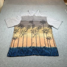 Batik Bay Hawaiian Shirt Mens L Button Up Gray Multicolor Ombré Aloha Easy Care