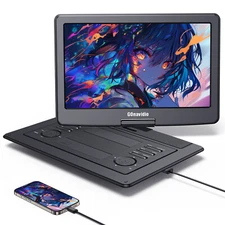 19" Full HD Portable DVD Player 16"Large Swivel Screen HDMI USB 5000mAh Battery