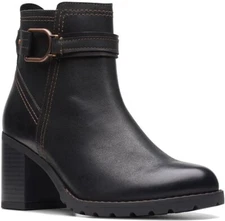 Clarks Leda Strap Womens Heeled Ankle Boots Black Leather 26174959