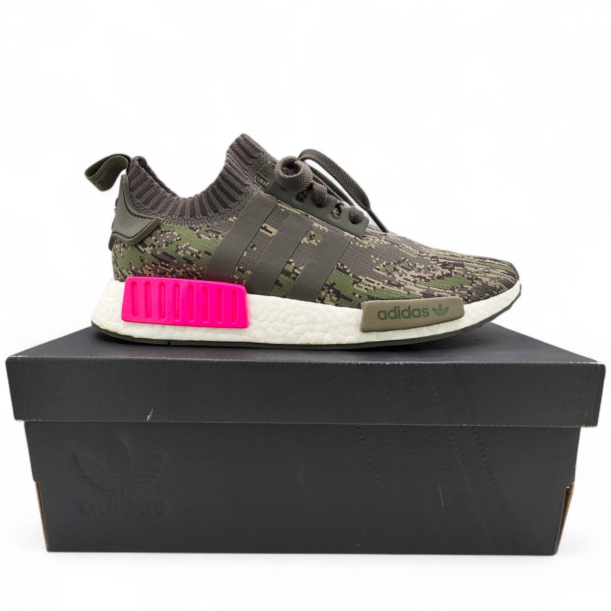 Size Adidas NMD_R1 Primeknit Utility Grey Camo for sale online - Main Image