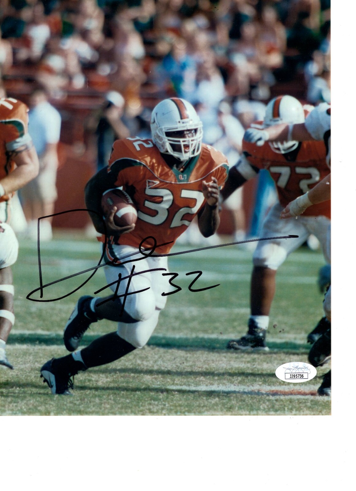 FRANK GORE MIAMI HURRICANES SIGNED 8X10 PHOTO W/JSA 