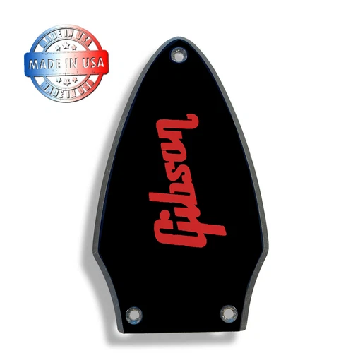Solid Black Gloss Truss Rod Cover for Gibson Flying V + Red Decal Made In USA