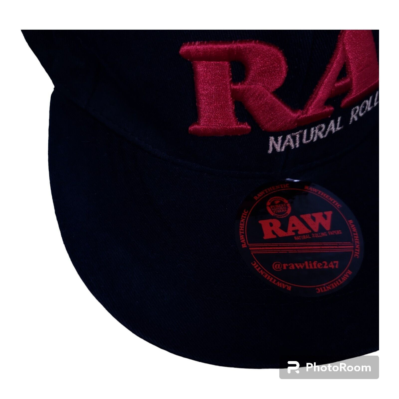 RAW Rolling Papers Snapback Hat Black Embroidered… - image 3