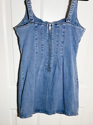 aeropostale denim dress Aeropostale Women's Denim Mini Dress Blue XL Sleeveless Square Neck Back Zip