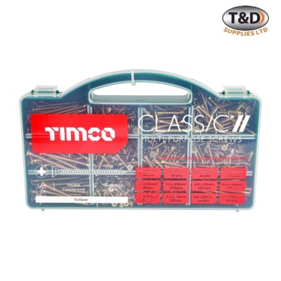 Timco 895-teiliges Mehrzweckschrauben-Set - Senkkopf, ZYP-Beschichtung, verschiedene Größen-Set