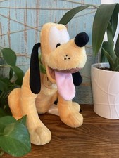 Disney Store Pluto Plush Stuffed Animal Mickey  s Dog Green Collar Sitting