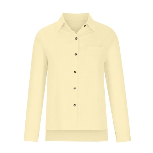 Women Linen Cotton Shirt Button Up Tops Long Sleeve Casual Loose Blouse Casual - Bild 5 von 48