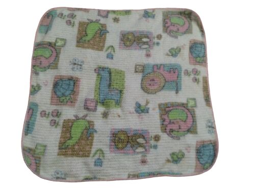 Vintage Waffle Weave Pastel Colors Safari Animal Baby Blanket 31"x31" - Picture 1 of 11
