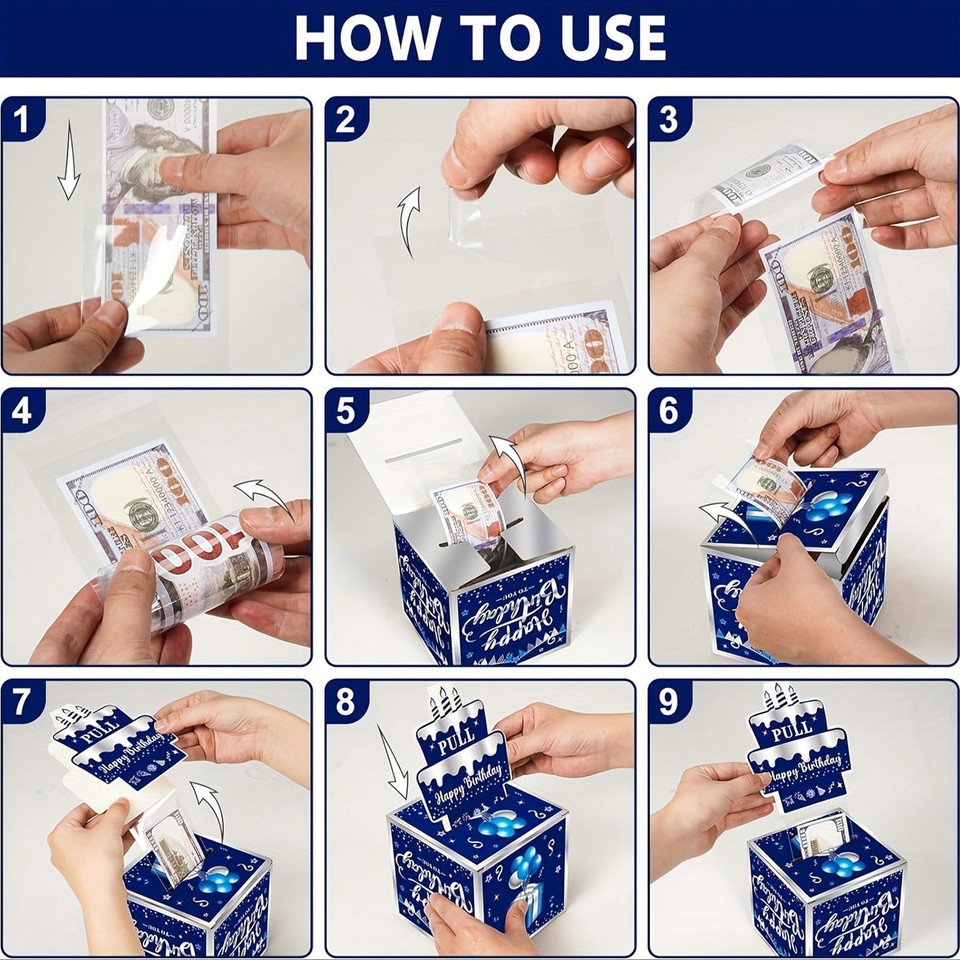 Birthday Money Pull Box Explosion Money Pouch with Pull Out Card Money