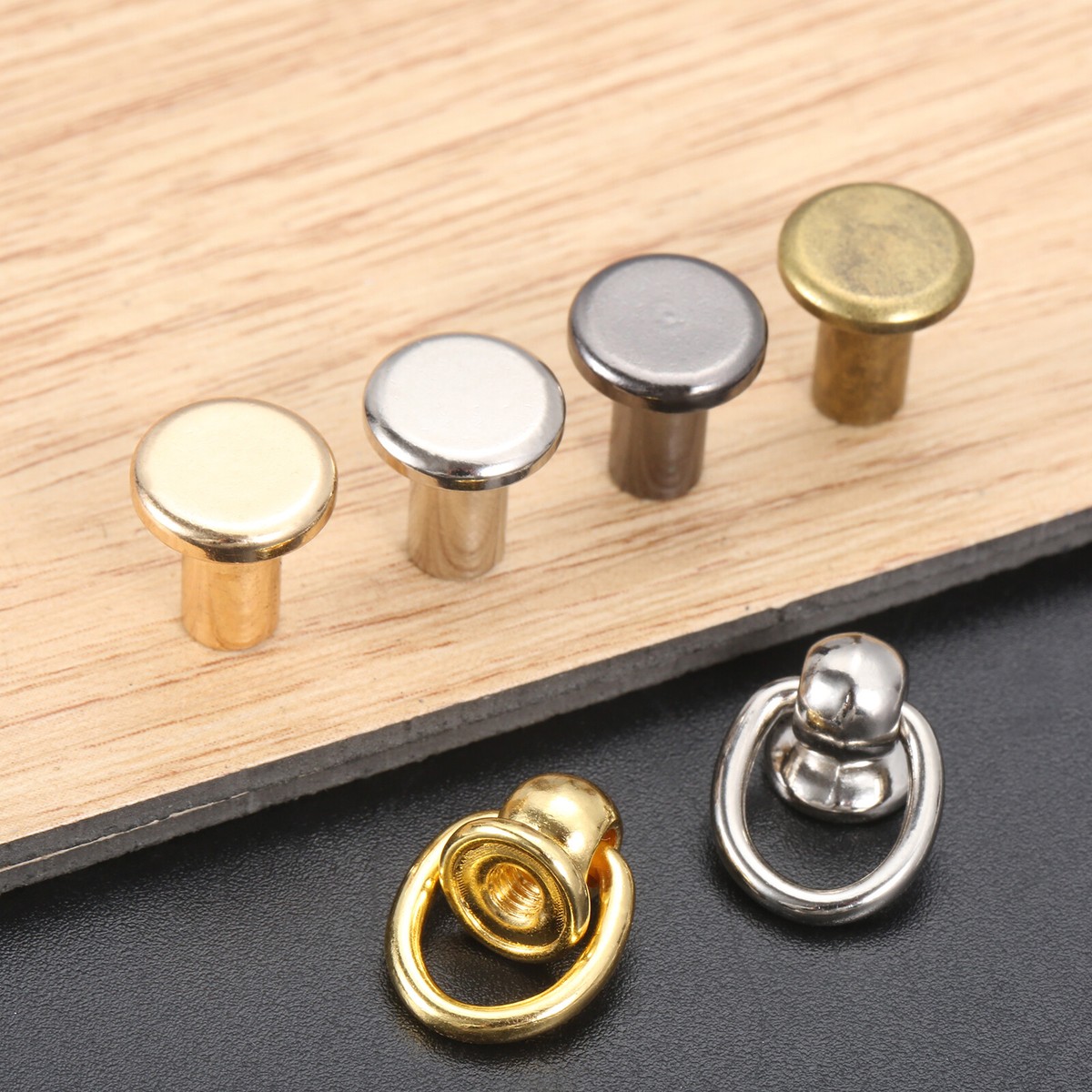 MY MIRONEY 50PCS Antique Bronze Brad Fasteners - Mini Ring Pulls For DIY Jewelry Boxes & Furniture