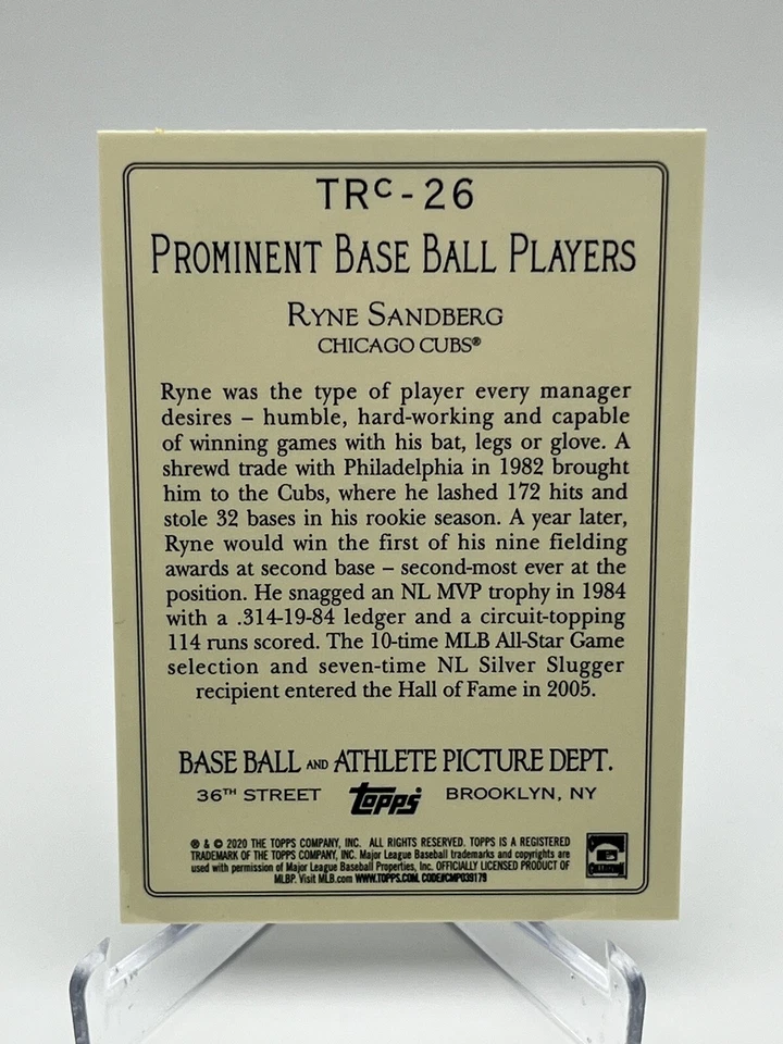 2020 Topps Turkey Red Chrome Ryne Sandberg Trc 26 - Image 2 of 2