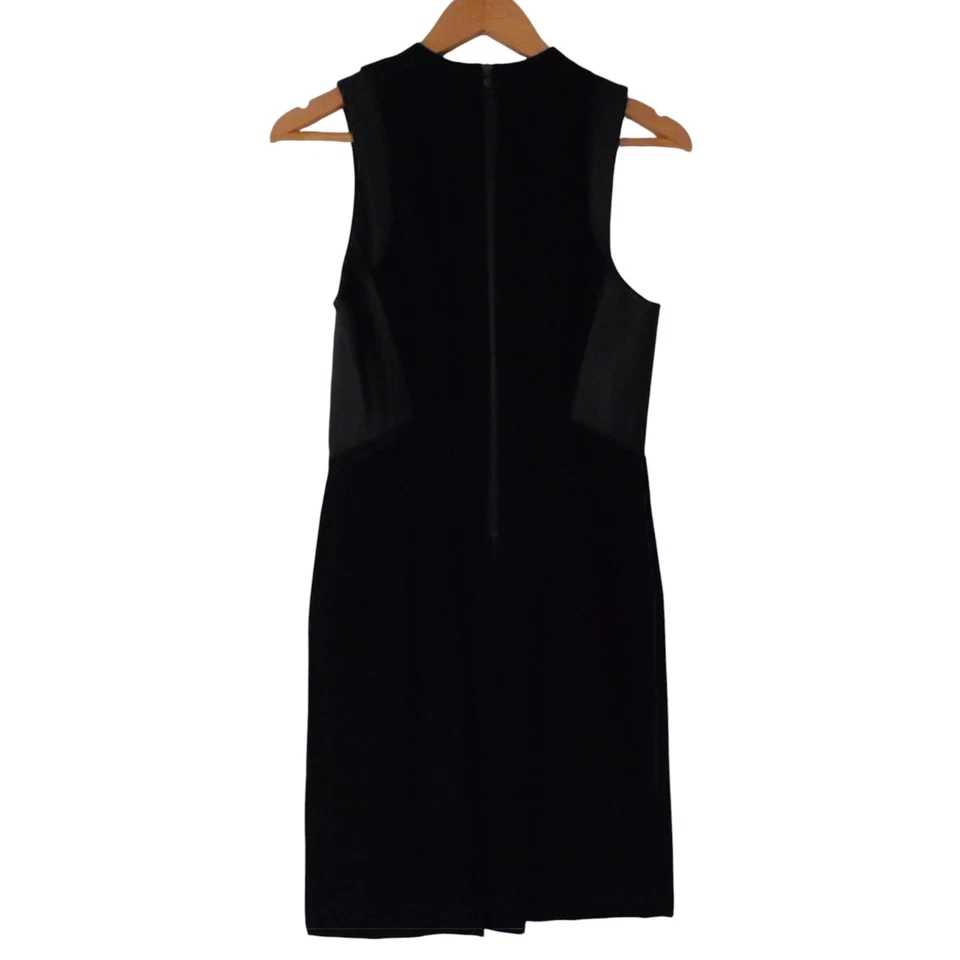 Helmut Lang Dress Black Leather Trim Wool Blend Cowl Neck Sleeveless Size 6 Y2K - Image 4 of 4